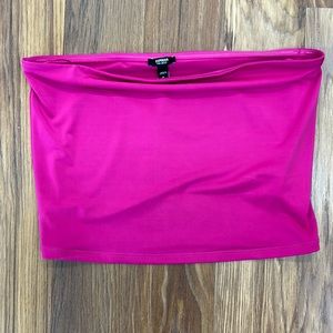 Express hot pink body contour strapless crop top